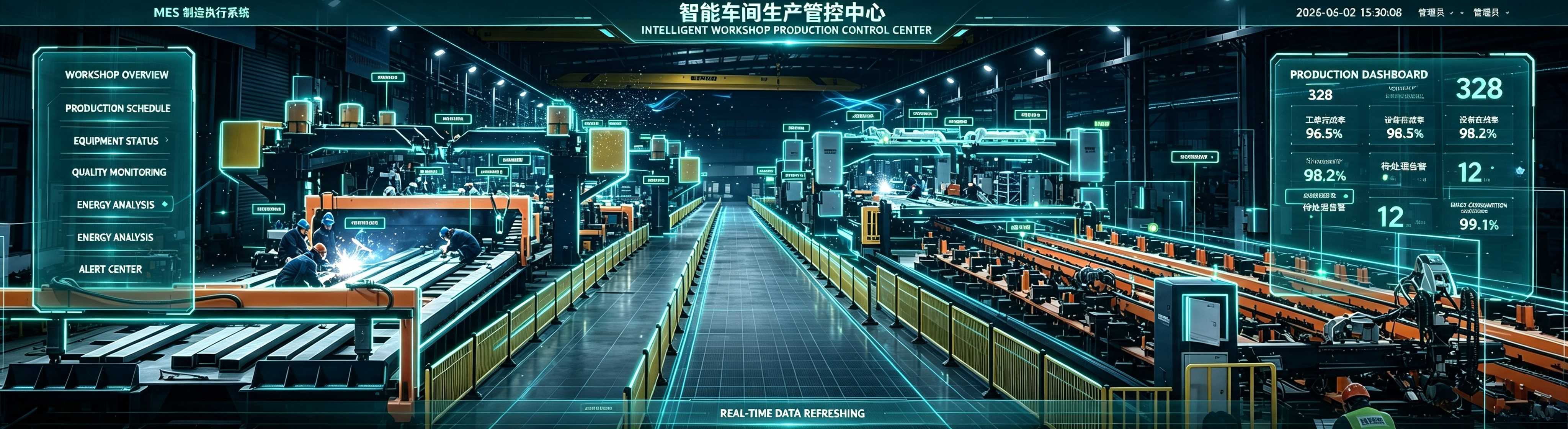 Without on‑site workshop visits, monitor all equipment status, output, faults, power consumption and maintenance of the energy‑storage container production line directly on screen.